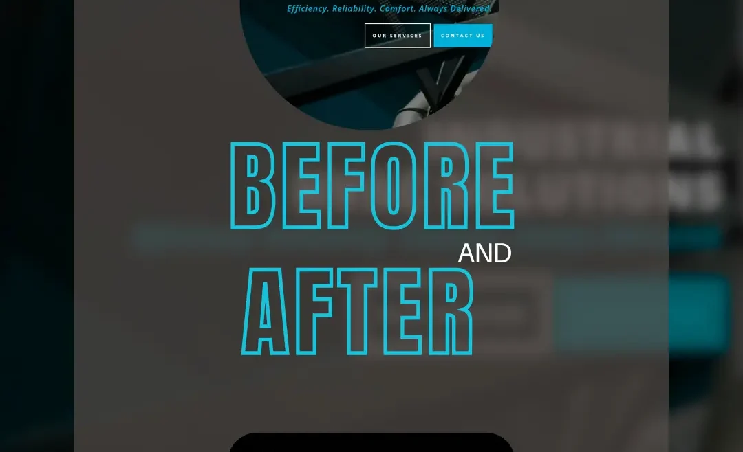 Graphic showing before and after a redesigned website with the Solidify Web logo