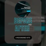 Graphic showing before and after a redesigned website with the Solidify Web logo